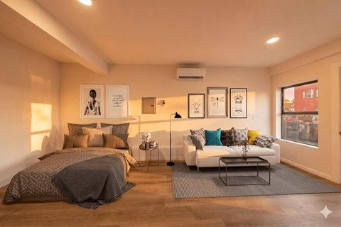 Floor plan for 1 bed, 1 bath, 525 sqft